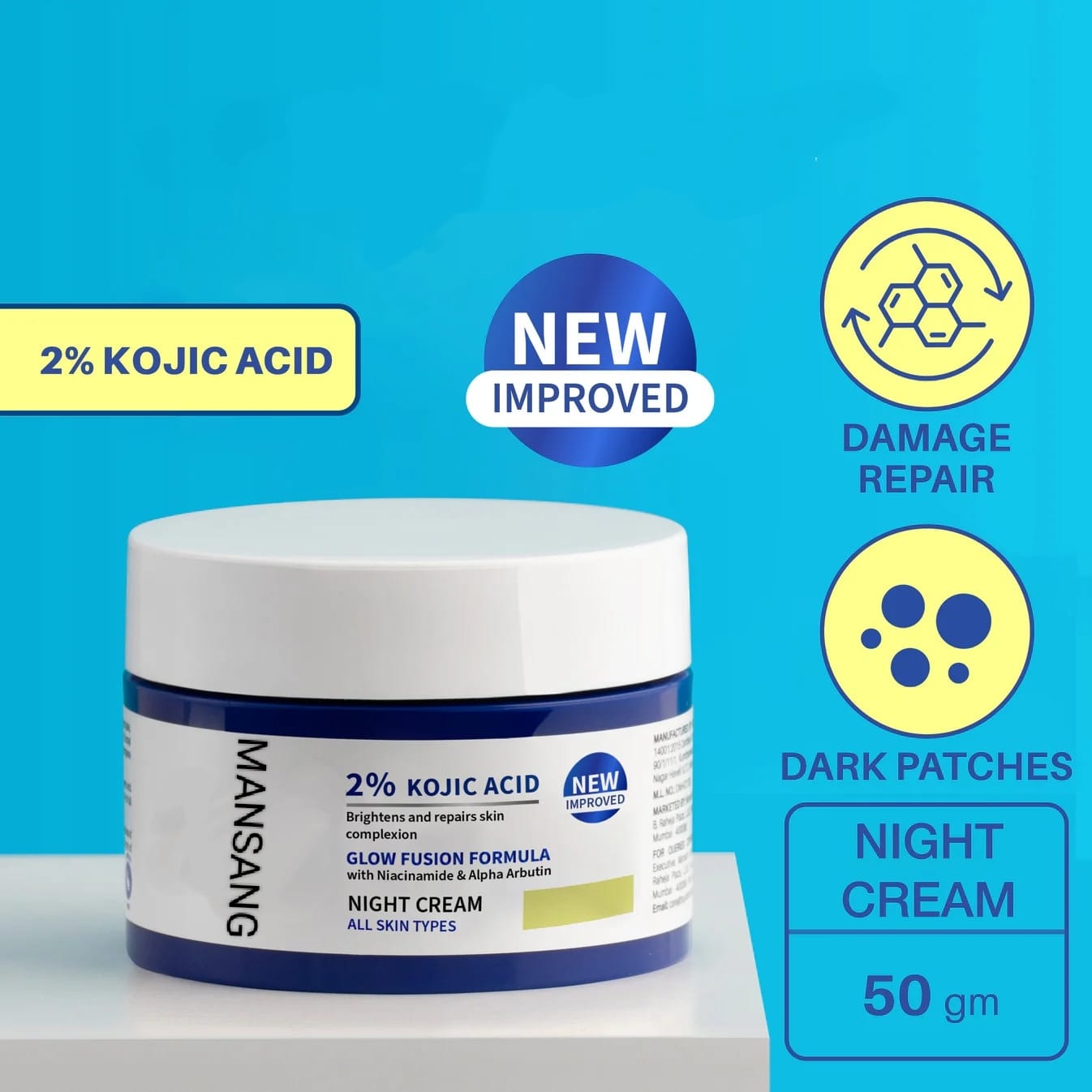 Mansang 2% Kojic Acid Night Cream Pack of 2 ( 100 gm )